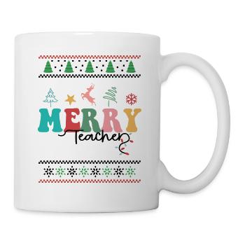 Merry Teacher Retro Groovy Christmas Xmas Women - Tasse - Weiß - Rechts