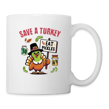 Sauver une dinde manger des cornichons cadeau de Thanksgiving - Mug blanc - blanc - Droite