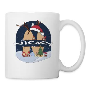 Awesome Nicky Name w Santa Hat in Xmas Theme - Mug - white - Right