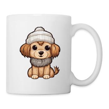 Hund Winter Tier Niedlich Comic - Tasse - Weiß - Rechts