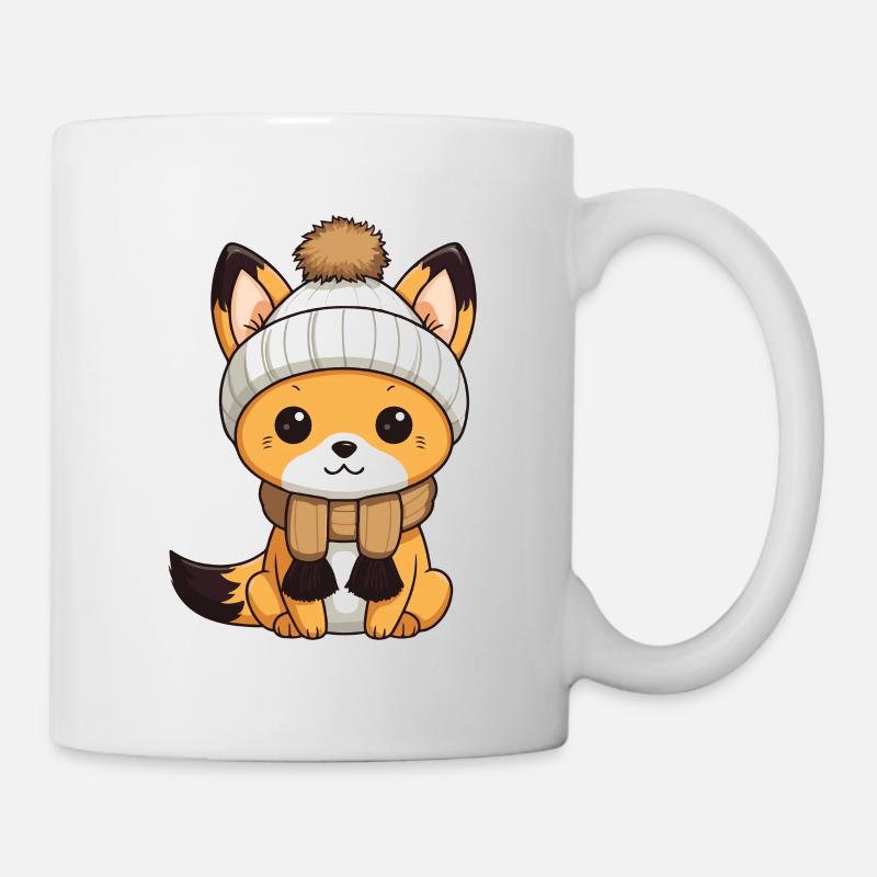 Fuchs Winter Tier Niedlich Comic - Tasse - Weiß