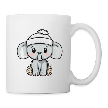Elephant Winter Animal Cute Comic - Mug - white - Right