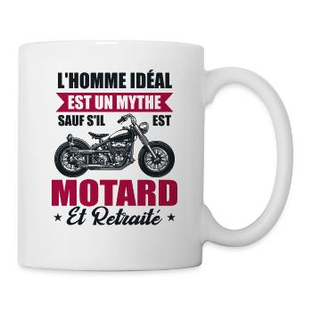 Motard Et Retraité - Mug blanc - blanc - Droite