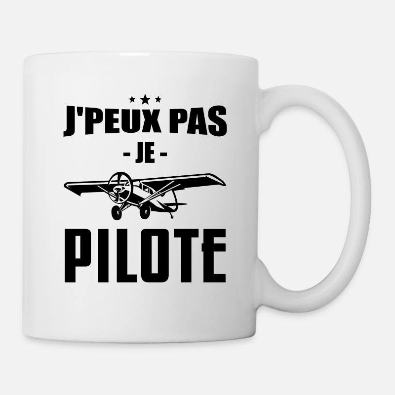 J'peux Pas Je Pilote - Cadeau Rétro Avion - Mug blanc - blanc