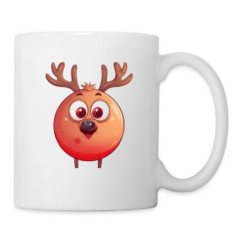Rundes Rentier-Weihnachtskugel Comic Design - Tasse - Weiß - Rechts