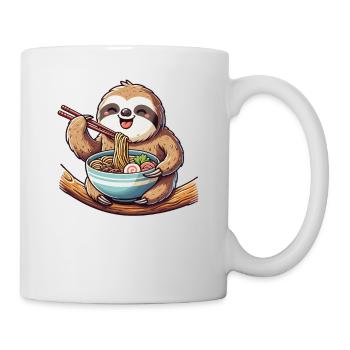 cute sloth eats ramen noodles sloths ramen - Mug - white - Right