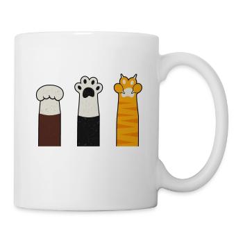 Stein Papier Schere Katzenpfoten Handspiel - Tasse - Weiß - Rechts