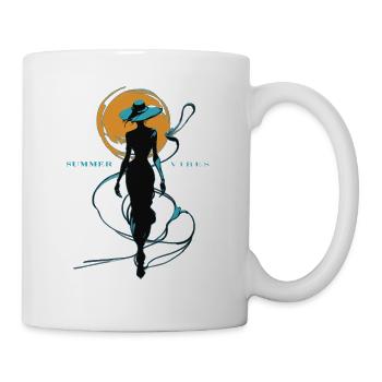 Sommer Feeling Frau spaziert im Sonnenuntergang - Tasse - Weiß - Rechts
