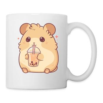 Kawaii Hamster trinkt Boba Bubble Tea Chibi - Tasse - Weiß - Rechts