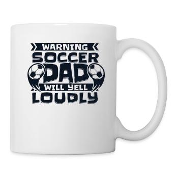 Attention : le papa footballeur va crier fort Futbol - Mug blanc - blanc - Droite