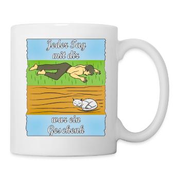 MENSCH TRAURIG KATZE - Tasse - Weiß - Rechts