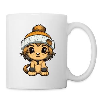 Lion Winter Animal Cute Comic - Mug - white - Right