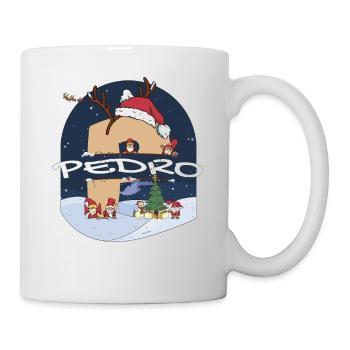 Impressionnant nom de Pedro w chapeau de père Noël dans le thème de Noël - Mug blanc - blanc - Droite
