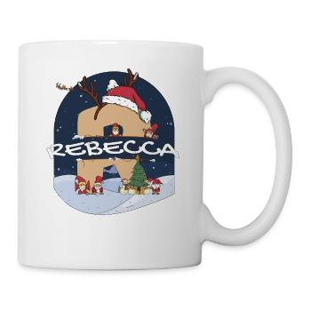 Awesome Rebecca Name w Santa Hat in Xmas Theme - Mug - white - Right