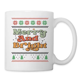 Merry and Bright - Funny Retro Xmas Ugly Christmas - Tasse - Weiß - Rechts