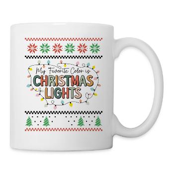 Ma couleur préférée est les lumières de Noël rétro laide - Mug blanc - blanc - Droite