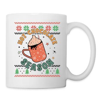 Saison du chocolat chaud - Noël rétro et moche - Mug blanc - blanc - Droite