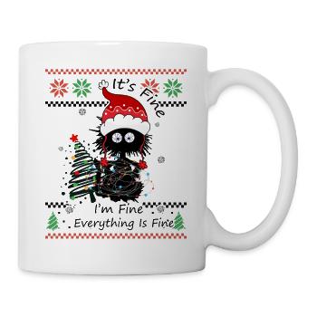 It's fine I'm fine Black Cat Retro Ugly Christmas - Tasse - Weiß - Rechts