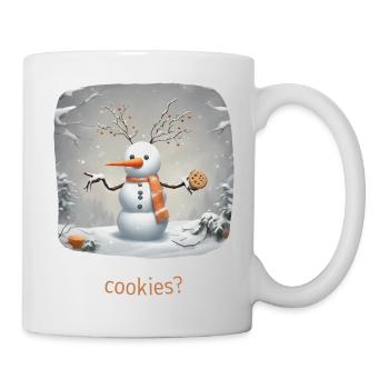 Schneemann mit Cookies - Tasse - Weiß - Rechts