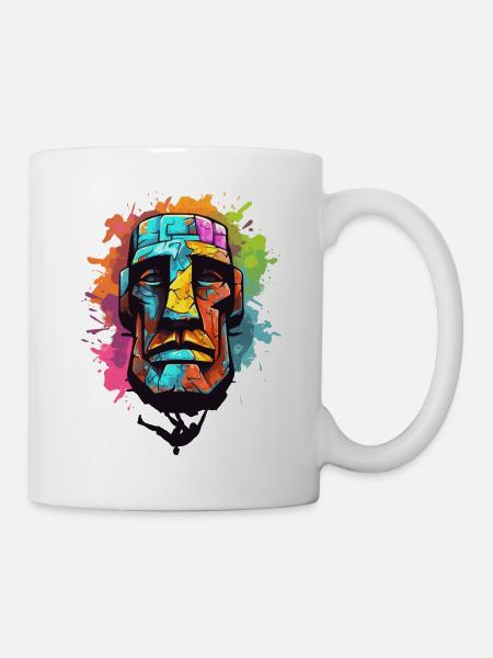 Moai Freeclimbing Artwork Tikki Bouldern Kletterer - Tasse - Weiß