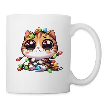 Süße Weihnachtskatze - Tollpatschig in - Tasse - Weiß - Rechts