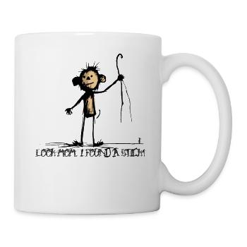 Monkey found a stick - Mug - white - Right