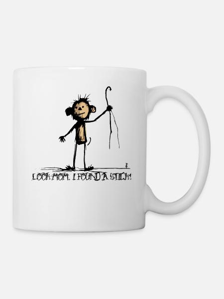 Affe fand einen Stock - Tasse - Weiß