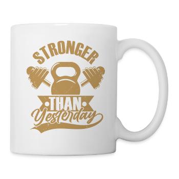 Stronger Than Yesterday Workout Training Weight Li - Mug - white - Right