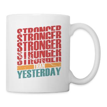 Stronger Than Yesterday Weight Lifting Workout Tra - Mug - white - Right