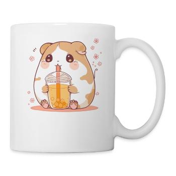Kawaii Hamster trinkt Boba Bubble Tea Chibi - Tasse - Weiß - Rechts