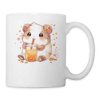 Kawaii Hamster trinkt Boba Bubble Tea Chibi - Tasse - Weiß - Rechts