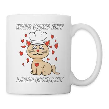 KATZE KOCH MIT LIEBE GEKOCHT - Tasse - Weiß - Rechts