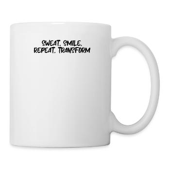 Fitness - Sweat, smile, repeat, transform - Tasse - Weiß - Rechts