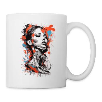 Graffiti Colorful Young Woman Abstract Art - Mug - white - Right