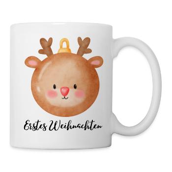 Erstes Weihnachten Aufdruck Christbaumkugel - Tasse - Weiß - Rechts