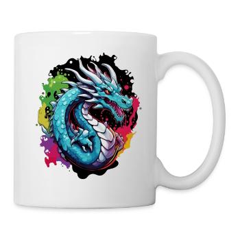 Drache / Tier / Feuer / Fabelwesen / Märchen - Tasse - Weiß - Rechts