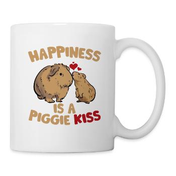 Happiness is a Piggie Kiss Cavy Lover Guniea Pig R - Mug - white - Right