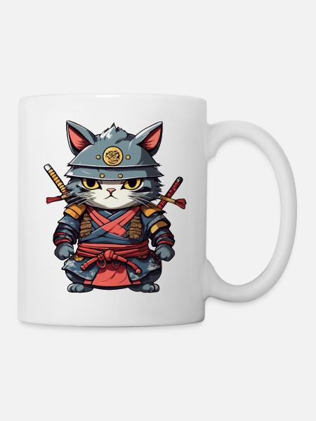 Samurai-Katze #17 - Tasse - Weiß