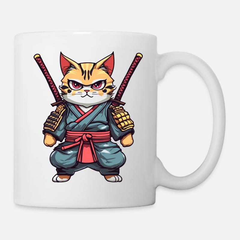 Chat samouraï #21 - Mug blanc - blanc