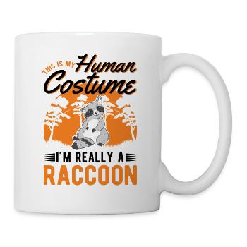 Waschbär Costume Raccoon Halloween - Tasse - Weiß - Rechts