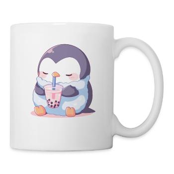 Kawaii Penguin Drinks Boba Bubble Tea Chibi - Mug - white - Right