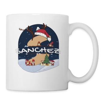 Toller Sanchez-Name mit Weihnachtsmütze im Weihnachtsthema - Tasse - Weiß - Rechts
