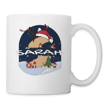 Génial Sarah nom w chapeau de père Noël dans le thème de Noël - Mug blanc - blanc - Droite