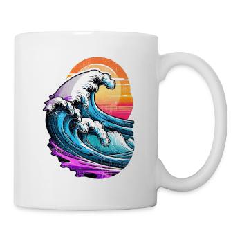 Welle - Sommer - Urlaub - Jahrgang - Tasse - Weiß - Rechts