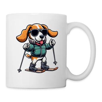 Le chien Beagle comme skieur en hiver - Mug blanc - blanc - Droite