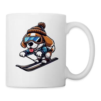 Winterurlaub mit Huhn beim Skifahren - Tasse - Weiß - Rechts