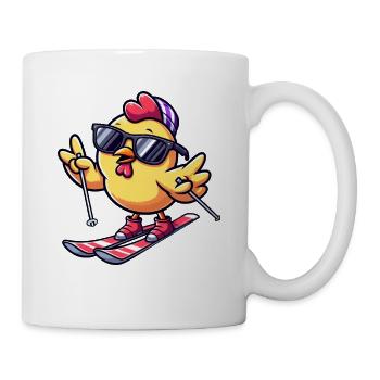 Winterurlaub mit Huhn beim Skifahren - Tasse - Weiß - Rechts