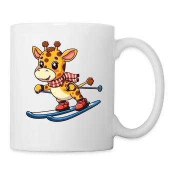 Giraffe beim Skifahren im Winterurlaub - Tasse - Weiß - Rechts