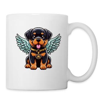 Ange Rottweiler mignon avec des ailes - Mug blanc - blanc - Droite