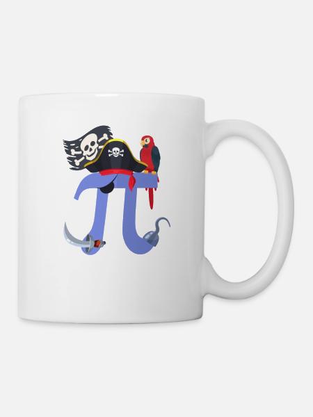 Pi-Tag-Pirat-Papagei-Mathe-Geek-Halloween-Tier - Tasse - Weiß